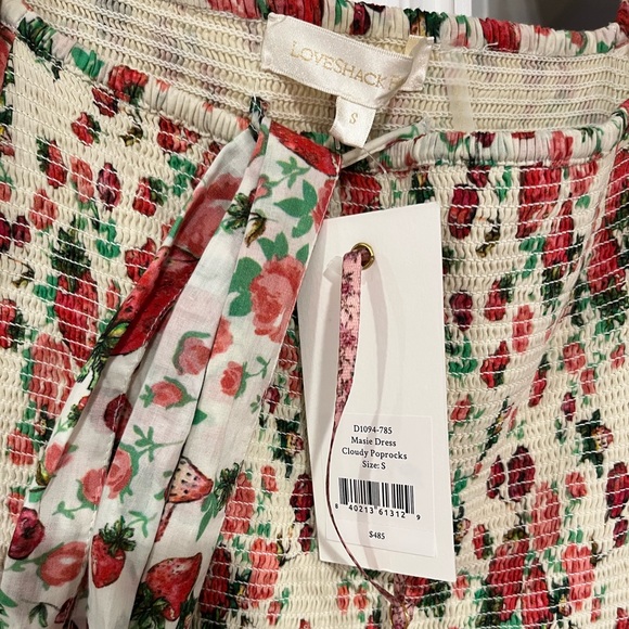 LoveShackFancy Masie Printed Cotton Voile Tiered Midi Dress Cloudy Poprocks - Picture 5 of 8